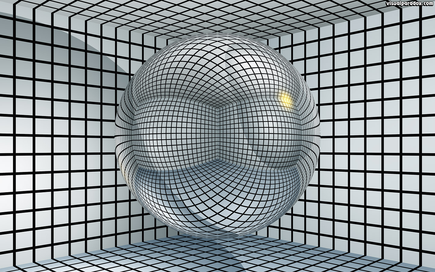 Sphere, ball, grid, black, white, contain, hold, inprison, cell, 3d, wallpaper, widescreen