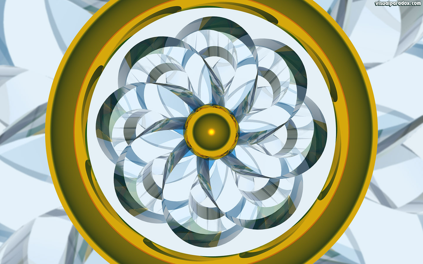 wheel, kaleidoscope, pinwheel, ring, absract, gold, glass, 3d, wallpaper, widescreen