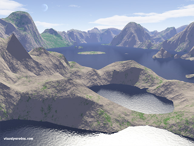 Free 3D Wallpaper 'Crater Lake' 640x400