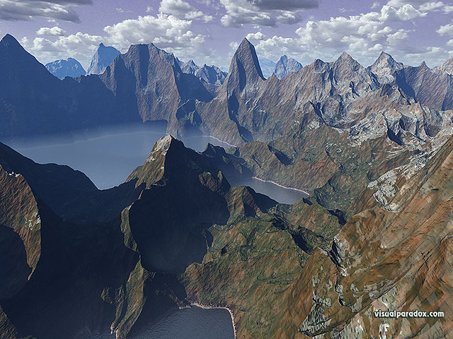 Free 3D Wallpaper 'Mountain Range' 640x400