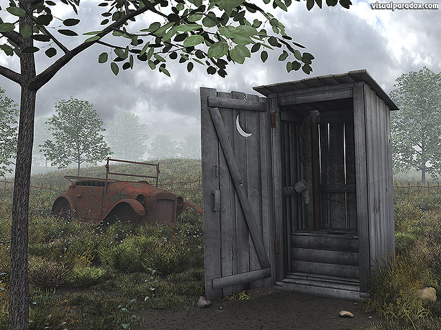 Free 3D Wallpaper 'Outhouse' 640x400