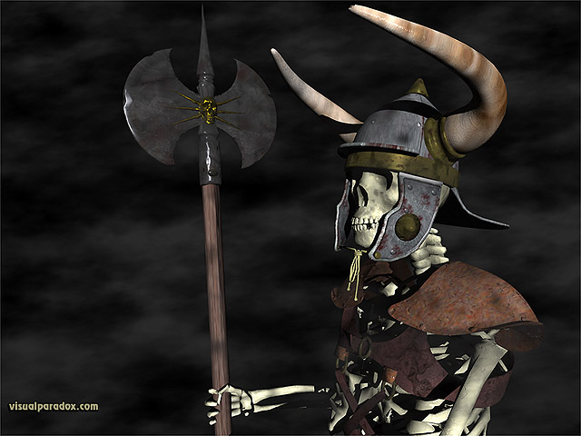 Free 3D Wallpaper 'Skull Warrior' 640x400