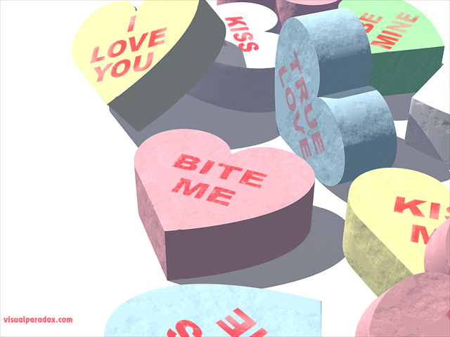 hearts, sweets, gift, message, valentine's day, bite me, insult, joke, holiday, valentines day , free, 3d, wallpaper
