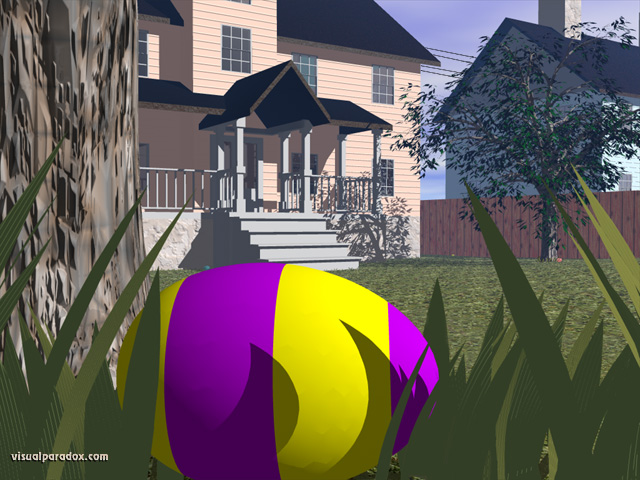 Easter egg hunt, colored, holiday, spring, morning, house, backyard, grass, hidden, find, free, 3d, wallpaper