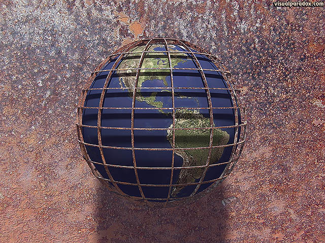 earth, world, global, planet, industrial, cage, prison, decay, rust, corrosion, rusty, corroded, free, 3d, wallpaper