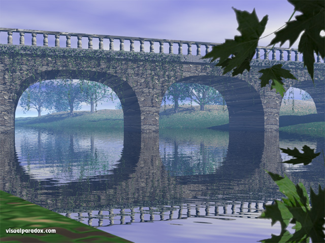 crossing, river, vines, stone, leaves, span, bridges, free, 3d, wallpaper
