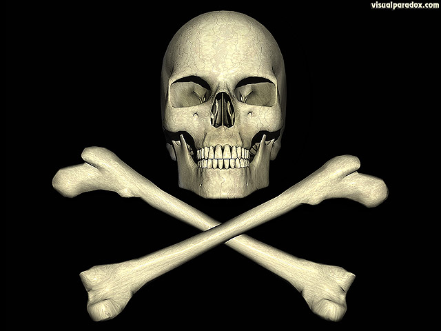 Free 3D Wallpaper 'Cross Bones' 640x400