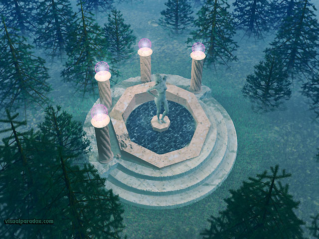 Free 3D Wallpaper 'Enchanted Shrine' 640x400