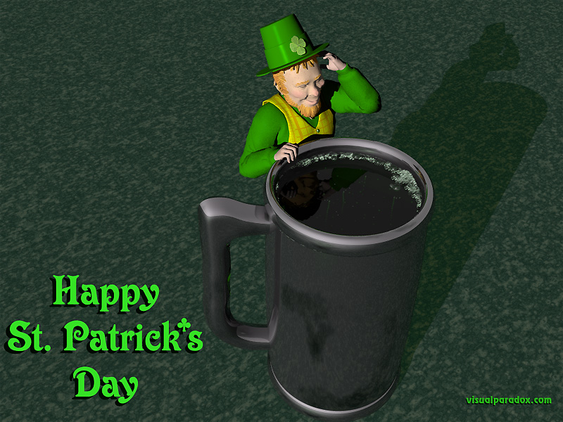 saint patrick's day, holiday, little, people, green, lucky, beer, mug, ale, leprechauns, 3d, wallpaper