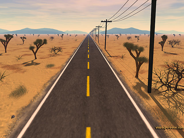 Free 3D Wallpaper 'Long Road Ahead' 640x400