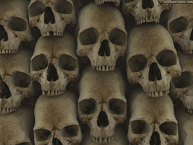 Free 3D Wallpaper 'Skull Wall' 640x400