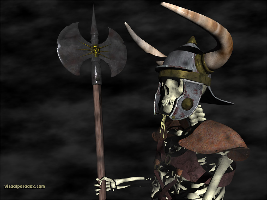 Free 3D Wallpaper 'Skull Warrior' 1024x768