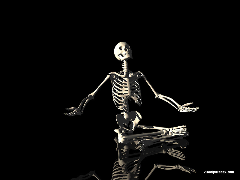 skeleton, questioning, deciding, seated, sitting, waiting, skeletons, skull, 3d, wallpaper