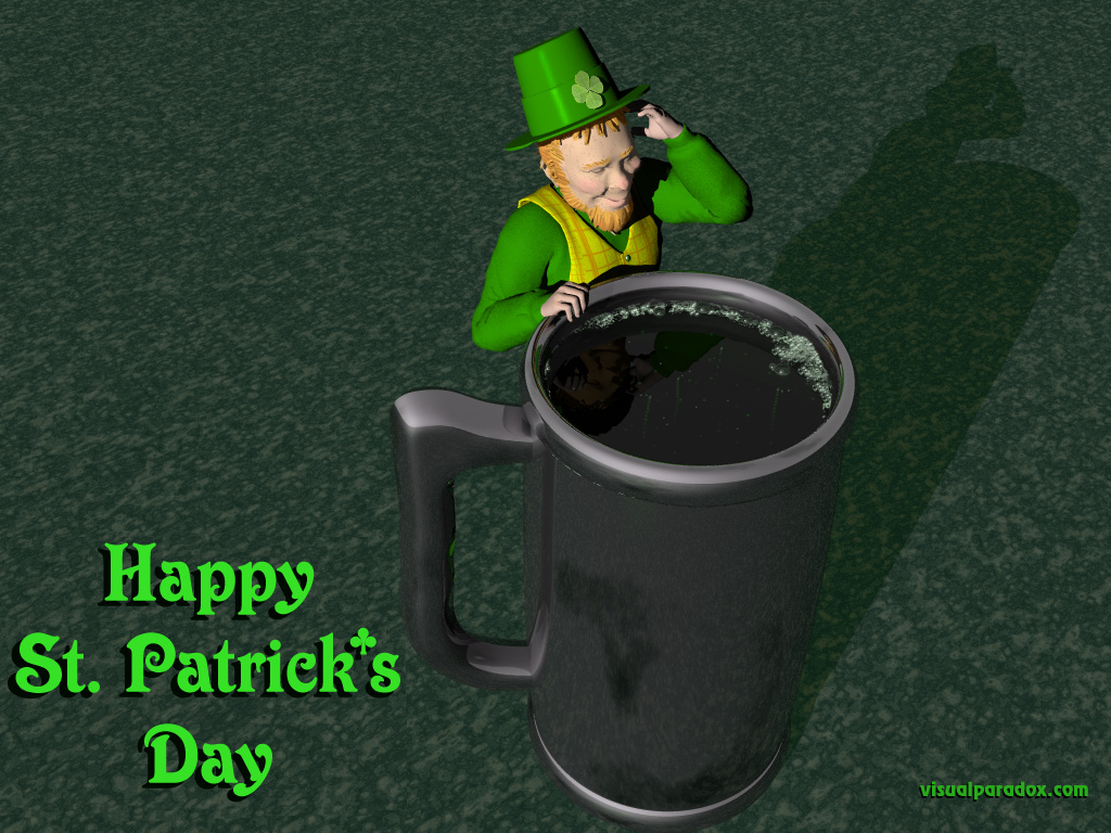 saint patrick's day, holiday, little, people, green, lucky, beer, mug, ale, leprechauns, st. patrick, st paddy, 3d, wallpaper