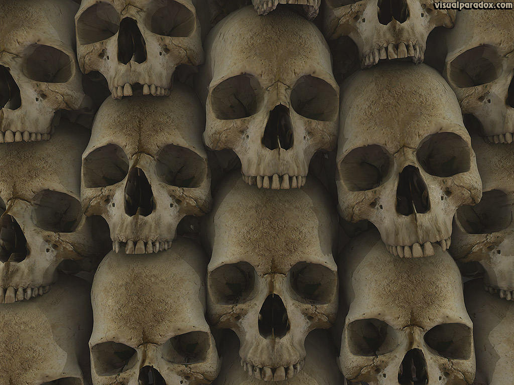 skull, bone, head, stack, Les Catacombes, crypt, gothic, skulls, bones, 3d, wallpaper