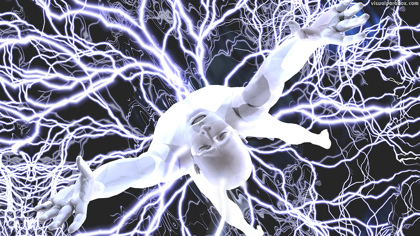 lightning, electricity, shock, charge, man, electrocution, bolts, 3d, wallpaper
