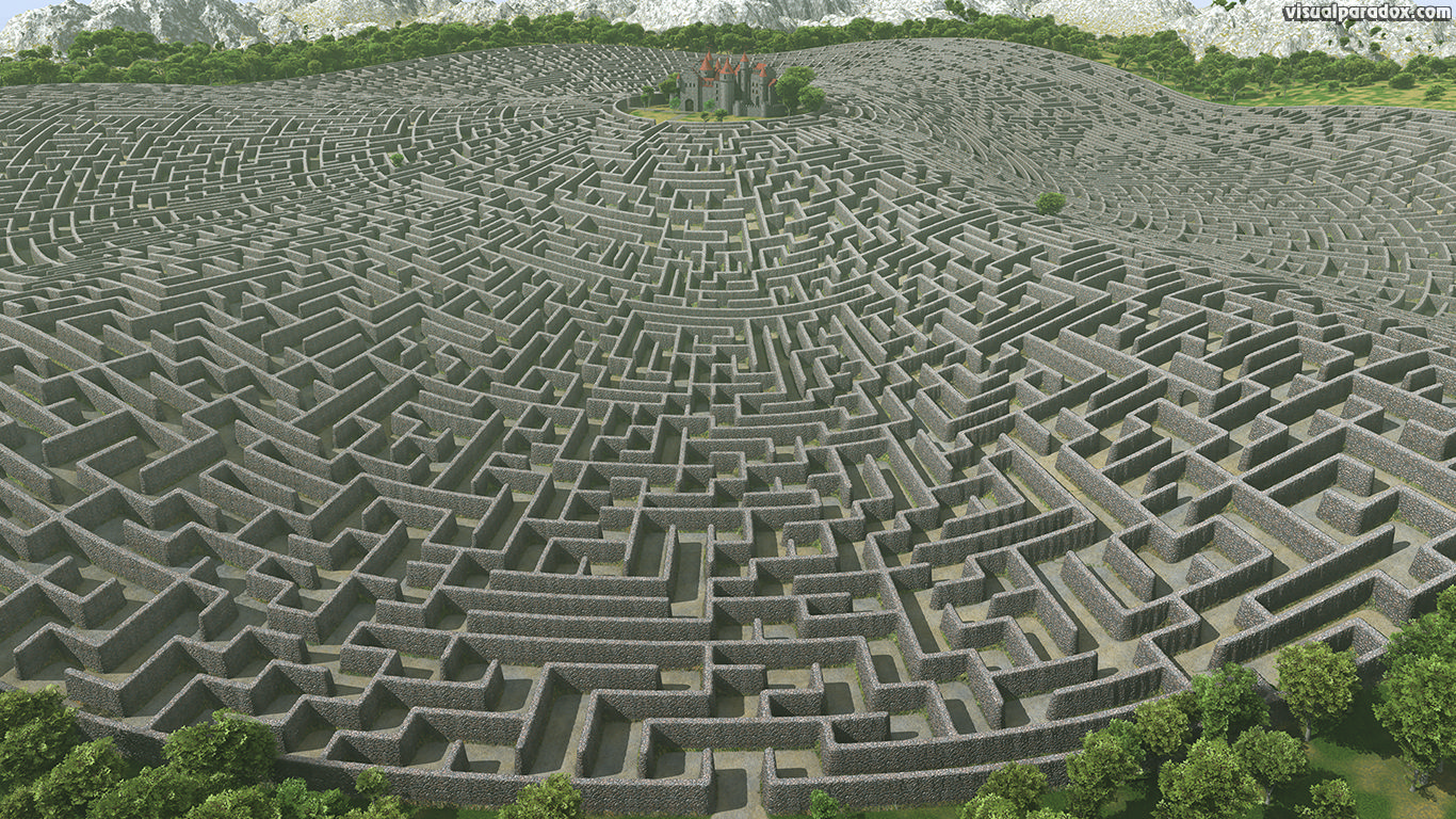 castle, walls, maze, labyrinth, fortress, manor, estate, fantasy, lost, defense, defend, protected, 3d, wallpaper