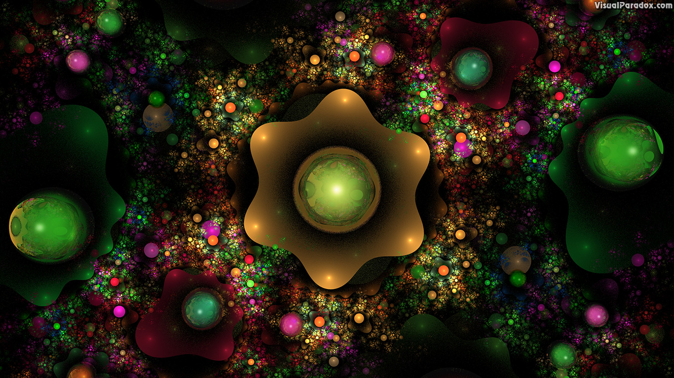 mathmatical fractal flame crystal spheres , 3d, wallpaper