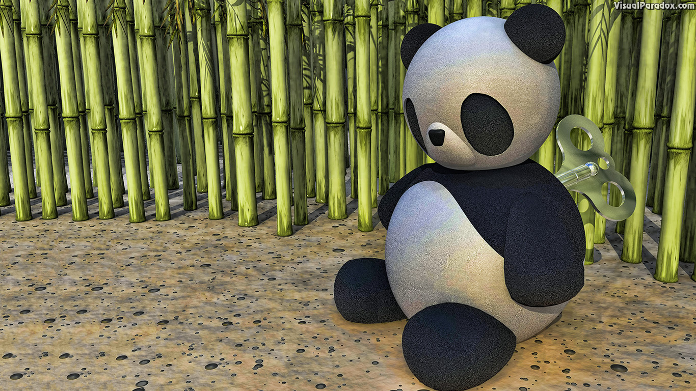 panda, clockwork, wind-up, key, china, winding, toy, doll, bamboo, cane, bear, wound, down, 3d, wallpaper