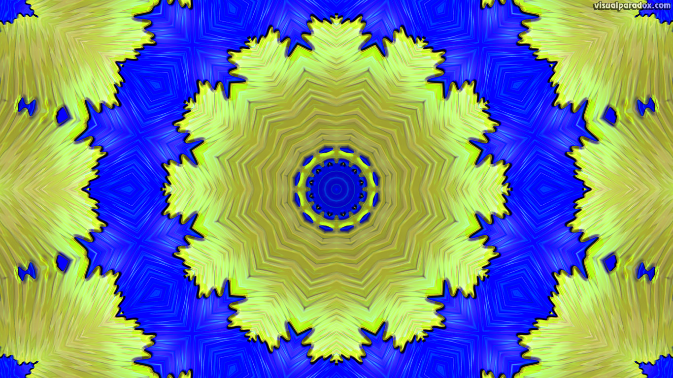 blue, yellow, kaleidoscope, optical, illusion, animated, dizzy, movement, symmetrical, 3d, wallpaper