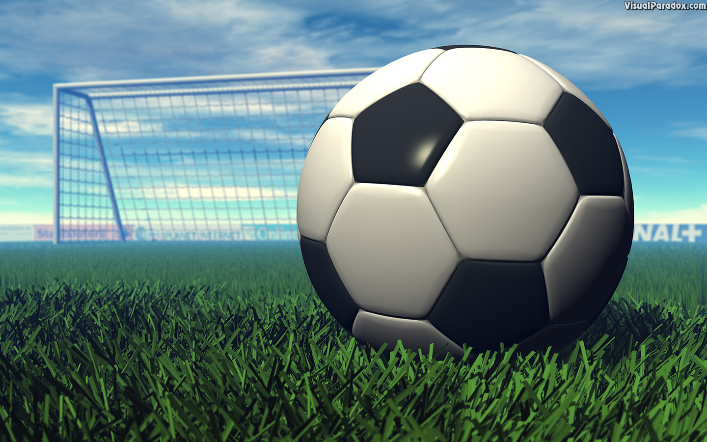 sport, football, goal, grass, game, ball, kick, sports, 3d, wallpaper