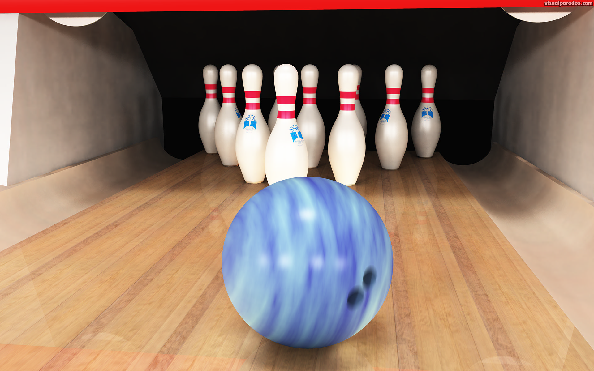 bowling ball pins lane alley game sport strike spare bowl ten pin, 3d, wallpaper