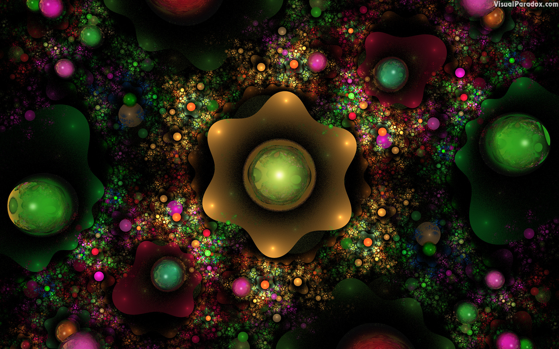 mathmatical fractal flame crystal spheres , 3d, wallpaper