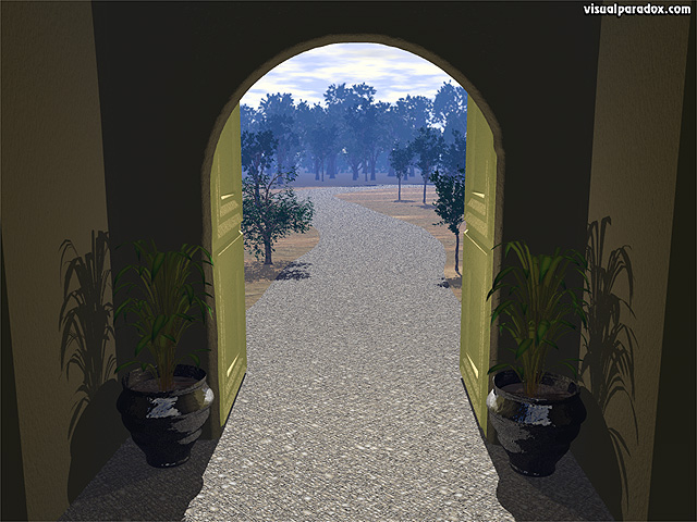 portal, passage, forest, path, road, exit, entry, woods, doors, door, free, 3d, wallpaper