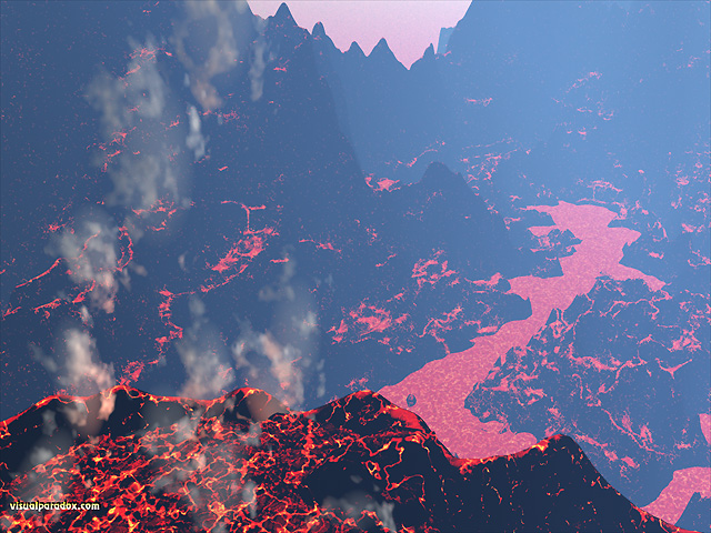 lava, smoke, fire, volcano, primordial, mountainous, molten, rock, free, 3d, wallpaper