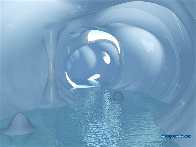 Snow, tunnel, frozen, cold, ice, melted, stalactites, stalagmites, underground, water , free, 3d, wallpaper