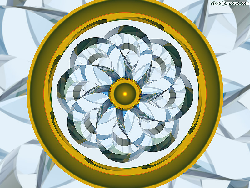 wheel, kaleidoscope, pinwheel, ring, absract, gold, glass, 3d, wallpaper