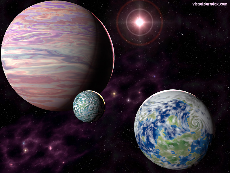planets, space, orbiting, sun, stars, universe, planet, 3d, wallpaper