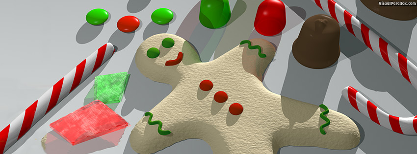 facebook, coverphoto, cover, gingerbread, candy cane, gumdrops, cookies, hard, glass, chocolate, holiday, christmas, 3d