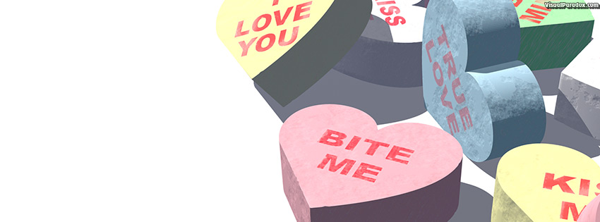 facebook, coverphoto, cover, hearts, sweets, gift, message, valentine's day, bite me, insult, joke, holiday, valentines day , 3d