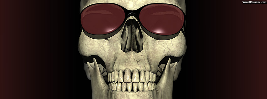 facebook, coverphoto, cover, skull, sunglasses, bone, smile, skeleton, teeth, cool, smiley, glasses, evil, death, grim, 3d