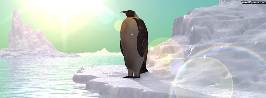 facebook, coverphoto, cover, isolation, penguin, frozen, arctic, Antarctica, iceberg, Linux, emperor, sun, ice, flow, pack , 3d