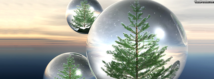 facebook, coverphoto, cover, crystals, trees, sky, globes, float, bubbles, balls, fly, terrarium, snow, crystal, globe, 3d